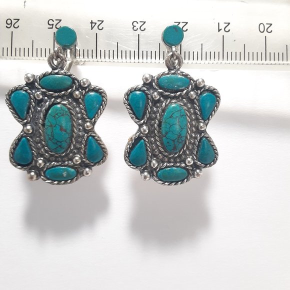 Sancrest Jewelry - Sancrest faux turquoise and silver earrings